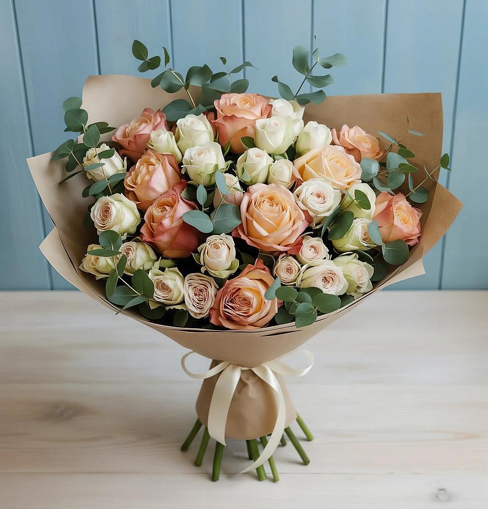 Букет цветов из: Альстромерии и Розы в Эльбрусский