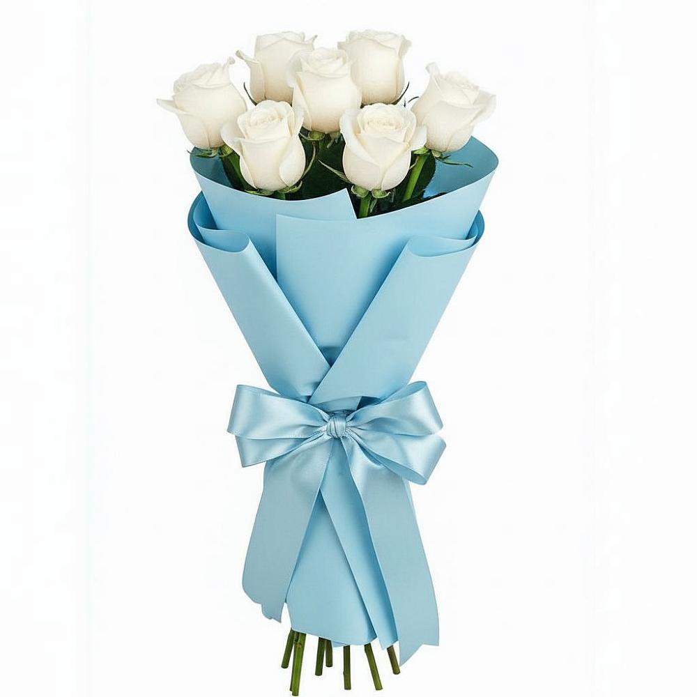 Букет 7 белых роз Проуд в Эльбрусский