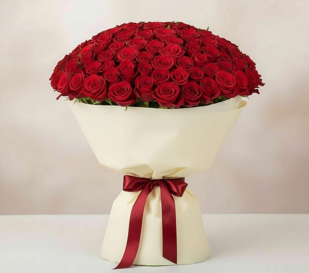Букет 101 Красная роза Милано в Эльбрусский