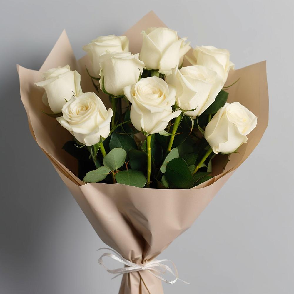 Букет 9 Белых роз Эдлесс Лав в Эльбрусский