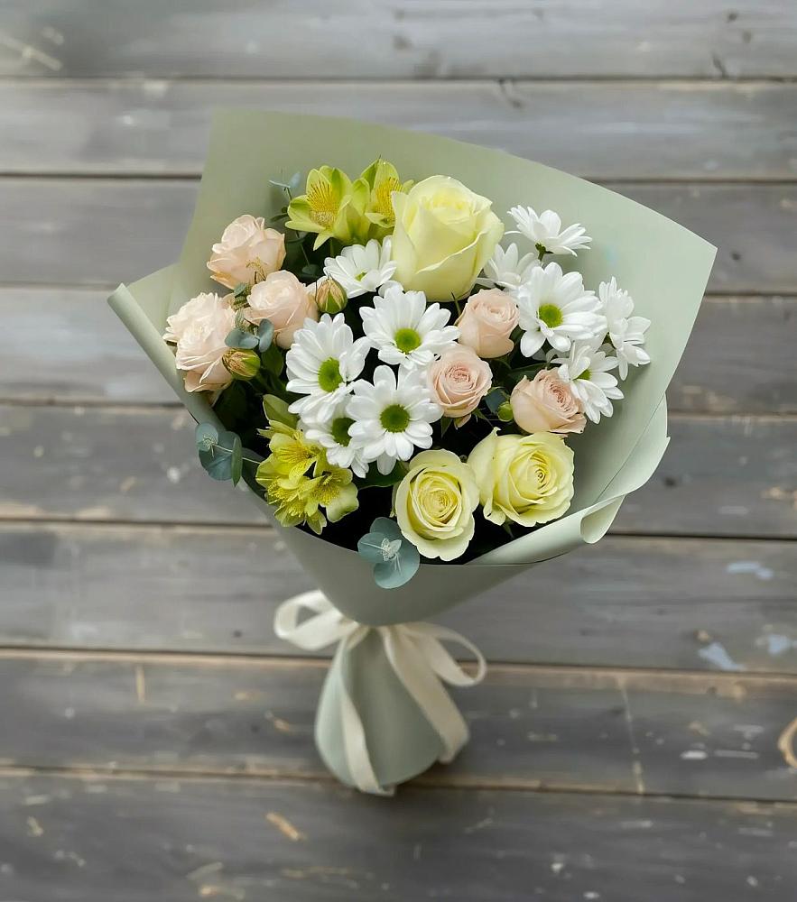 Букет цветов из: Альстромерии, Розы и Хризантемы в Эльбрусский