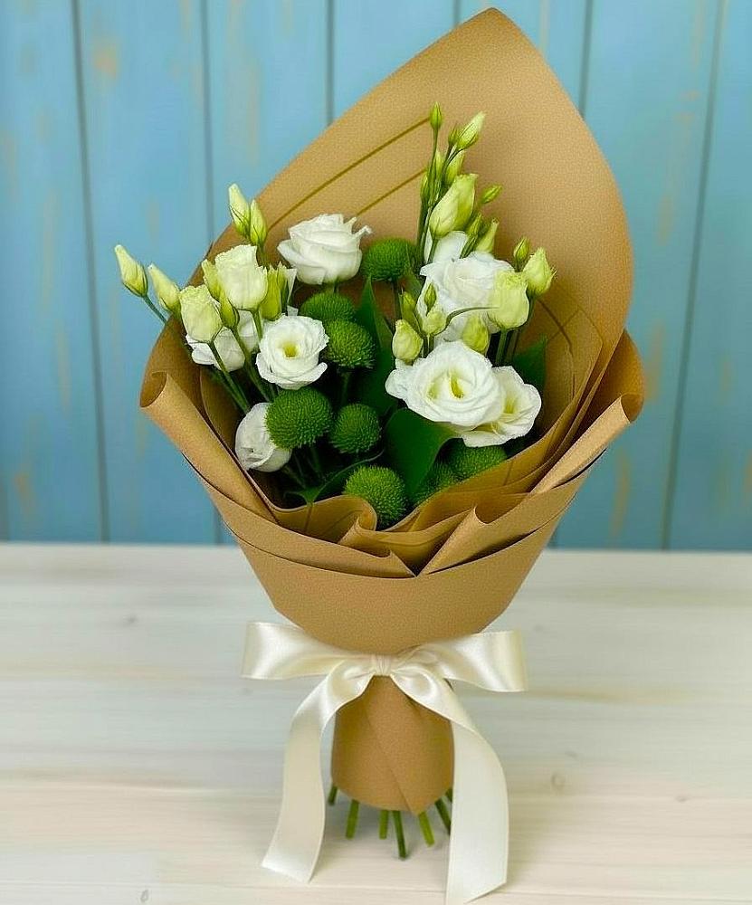 Букет цветов из: Хризантемы и Лизиантусы в Эльбрусский