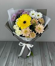 Букет цветов из:  Розы, Герберы и Хризантемы #REPLACE_PRED# Эльбрусский