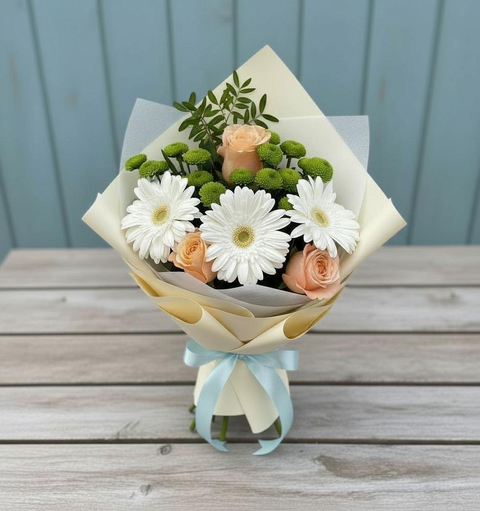 Букет цветов из: Герберы, Розы и Хризантемы в Эльбрусский