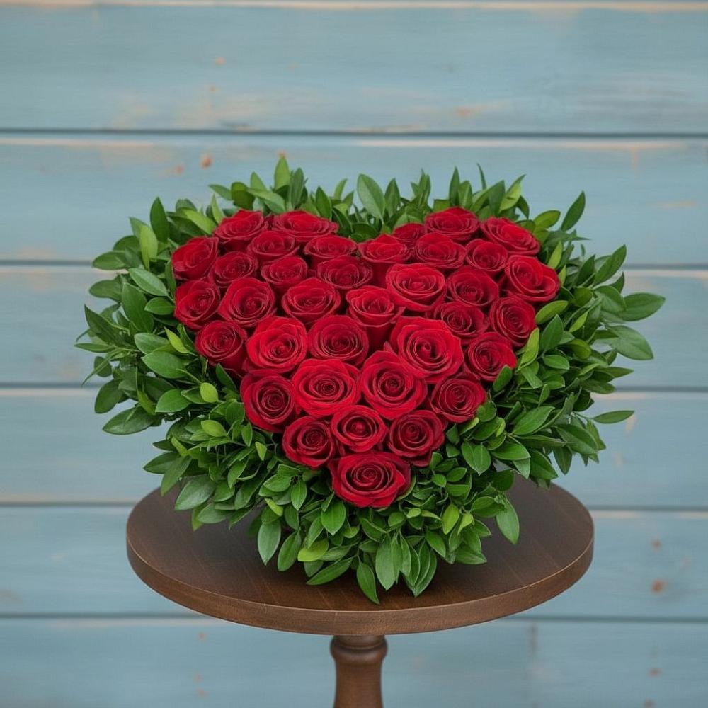 Цветочная композиция из Розы в виде сердца в Эльбрусский