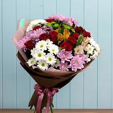 Букет цветов из:  Розы, Хризантемы и Альстромерии в Эльбрусский
