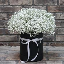 Цветочная композиция из Гипсофила в шляпной коробке в Эльбрусский